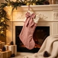 thumbnail image 4 of Velvet Christmas Stockings, 2 Pack with Elegant Bows, Large Xmas Stocking Gift Bags for Fireplace Mantel, Christmas Tree, Door, Wall and Family Holiday Decor Pink & Green, 4 of 8