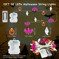 thumbnail image 5 of Qoosea Halloween Lights 14.8ft 30 LED Pumpkin Ghost Bat, 8 Modes Halloween Decor Waterproof Indoor Outdoor Party Home Decoration, Warm Lights, 5 of 8