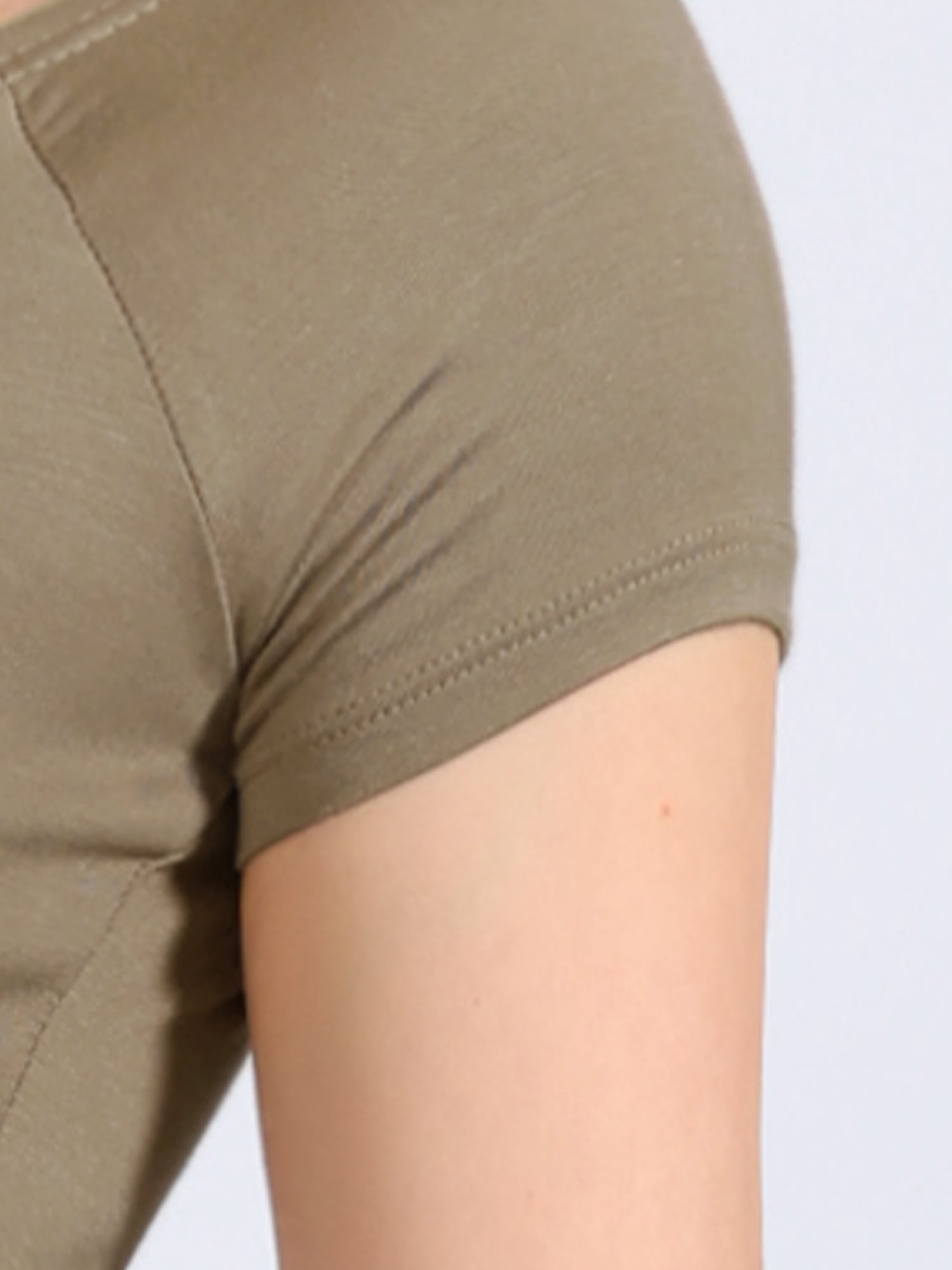 DARING DIVA Off Shoulder Crop Top L Khaki