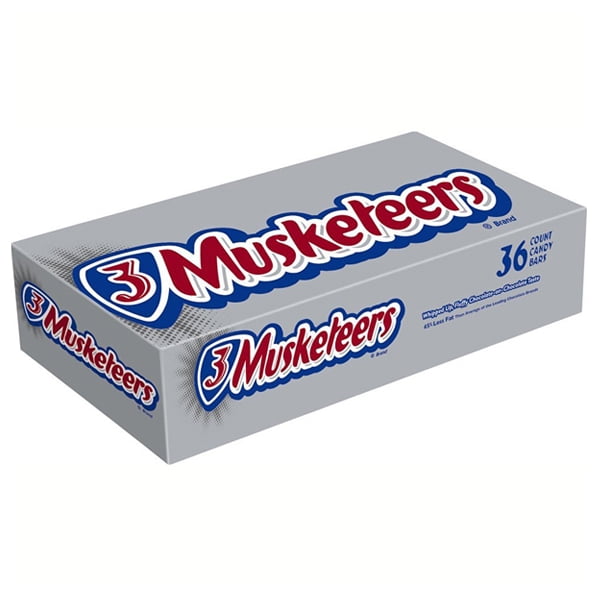 Three Musketeers Chocolate Candy Bars 2.13 oz Bags Pack of 36