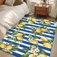 thumbnail image 4 of 3'x5' Area Rugs, Lemon Flowers Indoor Outdoor Area Rug for Living Room Bedroom, Botanical Leaves Blue Vertical Stripes Washable Bathroom Rugs Kitchen Floor Carpet Mats Home Decor Aesthetic, 4 of 8