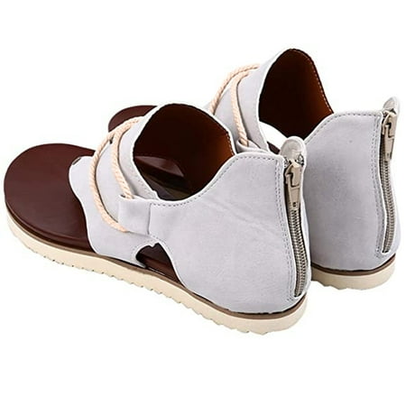 

Inkach Womens Summer Clip-Toe Shoes Zipper Comfy Sandals Flats Casual Beach Sandals