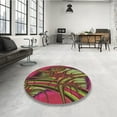 thumbnail image 4 of Ahgly Company Machine Washable Indoor Round Transitional Carbon Red Area Rugs, 5' Round, 4 of 7