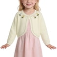 thumbnail image 5 of Sentuca Toddler Girls Cardigan Sweater Long Sleeve Short Bolero Shrug Knit Cardigan Jacket Summer Thin Cute Button Tops Size 1-2Y White, 5 of 7