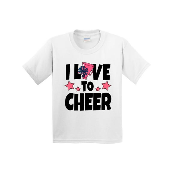Inktastic I Love to Cheer with O Being Replaced by Megaphone and Pom Poms Youth T-Shirt
