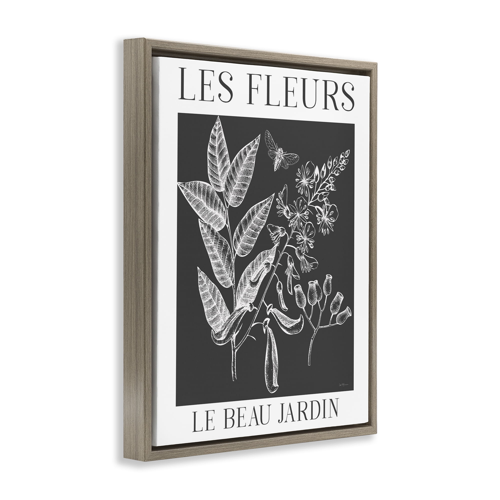 Stupell Industries Les Fleurs Black & White Contour Brown Framed Floater Canvas Wall Art, design by Lux + Me Designs