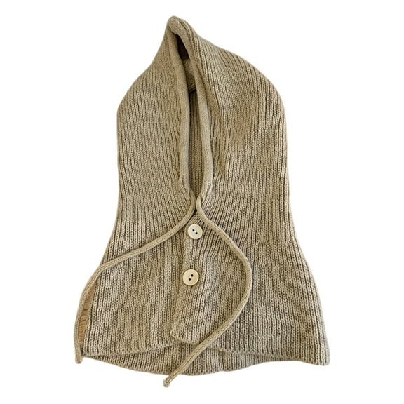 HUANLEDASH Women Winter Balaclava Hat Thick Warm Knitted Button Closure Windproof Cycling Headwear Adjustable Full Protection Outdoor Travel Cold Weather Skiing Cap