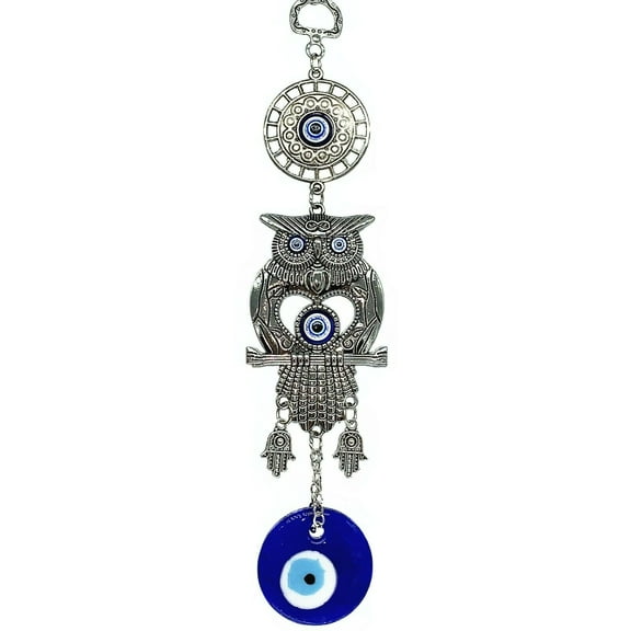 New Turkish Blue Evil Eye Lucky Owl Design Home Office Wall Hanging Decor Ornament