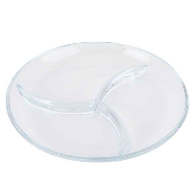 LAFGUR Heat Resistant Salad Plates,Reusable Snack Plate,Divided Dinner Plate Tempered Glass Plate Reusable Snack Plate Lightweight Tableware For Cakes Fruit