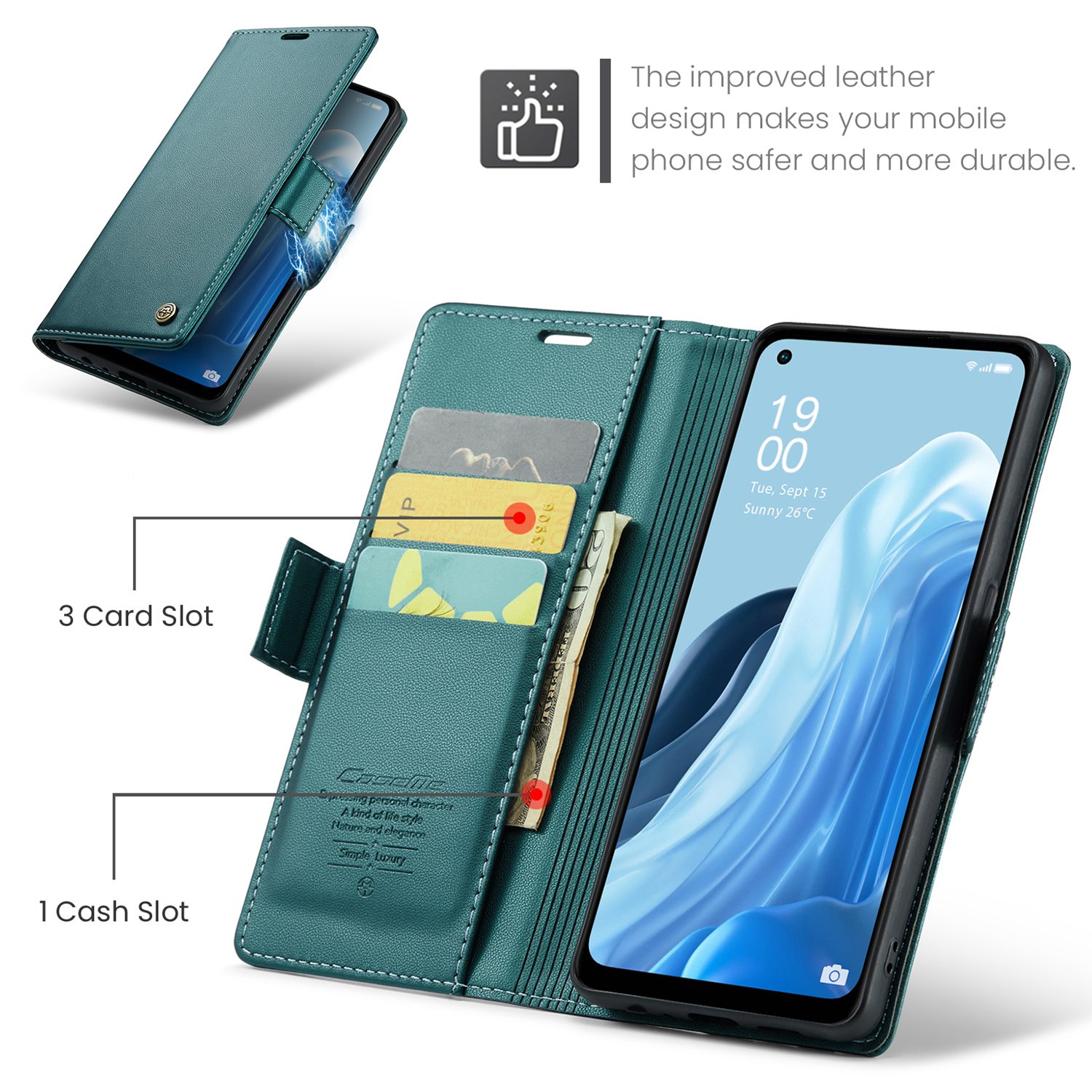 ETFAST Leather Phone Case Wallet With Card Holder Zipper For OPPO Reno 8 4G High Quality Leather Phone Case