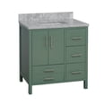 thumbnail image 3 of California 36" Bathroom Vanity with Sage Green Cabinet and Carrara Marble Top, 3 of 6
