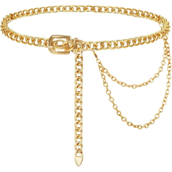 Chain Belt for Women Metal Waist Chain Fashion Multilayer Chain Belts for Dress