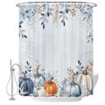 thumbnail image 2 of Shower Curtains for Bathroom, Blue Pumpkins Fall Waterproof Fabric Shower Curtain, Thanksgiving Coastal Eucalyptus Leaves Decorative Bathroom Curtain for Bathtub, 36"x72", No Hooks Included, 2 of 9