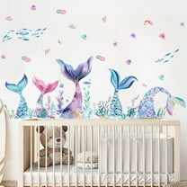 Mermaid Tail Decals 23.6x39.3inch Home Decorative Cartoon Wall Stickers DIY Background Wall Art Mural Stickerfor Bedroom Living Room