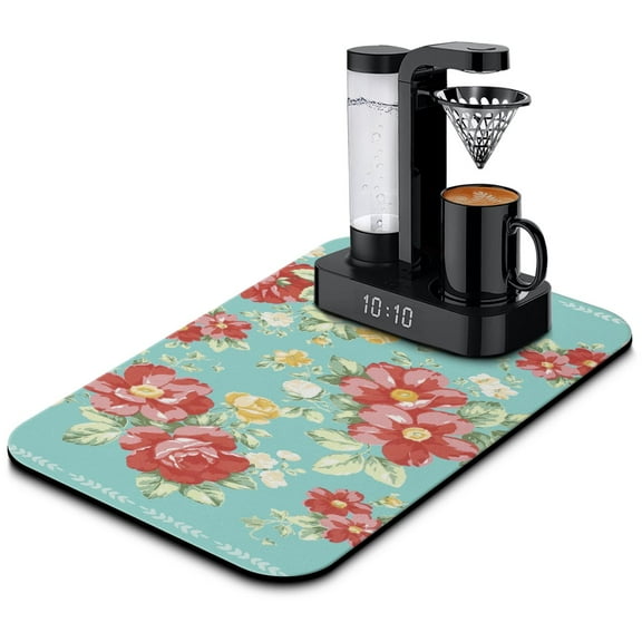 Washable Rubber Pioneer Dish Drying Mats For Kitchen Counter Home Large Coffee Bar Pad Accessories And Decor For Utensils Stemware (19.5''x12'')