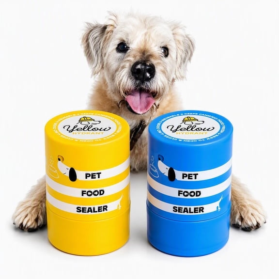 Yellow Hydrant The Original Canned Dog Food Storage Container (2 Pack) Patent Pending Reusable Airtight Can Cover Pet Food Sealer - Keeps Dog Food Can Fresh in the Fridge, Eliminates Odor