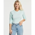 thumbnail image 2 of Real Essentials 3 Pack: Women's Round Neck Long Sleeve Ribbed Bodysuit Shirt Tops (Available in Plus Size), 2 of 6