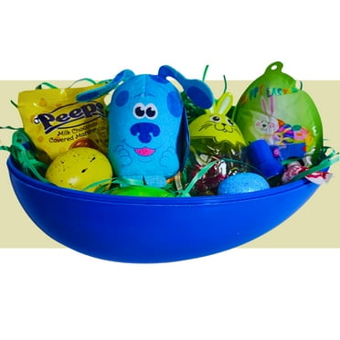 Happy Easter Basket Pre-Filled Surprise Jumbo Egg w/ Blue's Clues Plush Toy Kids Boys Girls Balloon Eggs Peeps Candies & Reusable Plastic Egg-Shaped Container Spring Party Favors (Contents Vary)