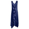 thumbnail image 5 of Ovbmpzd Blue Summer Dresses for Women 2026 Shift Maxi Ruffle Elegant Dresses Sleeveless V-Neck Casual Dresses Womens Dresses,XL, 5 of 6