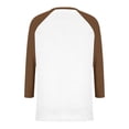 thumbnail image 4 of Breezora Hauts Modernes pour Femmes à Manches Raglan Contrastées Col en V Longueur 3/4 Confort Décontracté Taille TTG Marron, 4 of 6