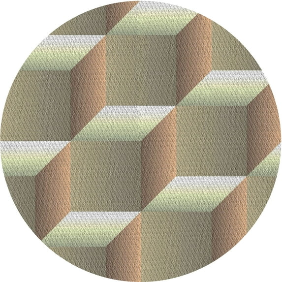 Ahgly Company Indoor Round Patterned Brown Novelty Area Rugs, 6' Round