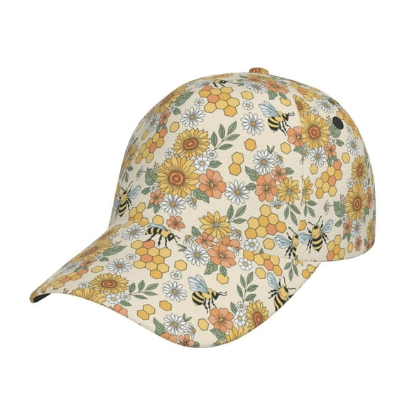 Vsdgher Hippie Bee Honeycomb Print Classic Low Profile Baseball Cap Golf Dad Hat Adjustable Hats Men Women Unconstructed Cap
