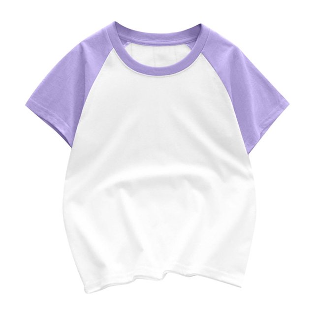 JUNWELL DXHMOYHX T-Shirt à Manches Courtes Patchwork pour Enfants Filles Garçons Tee-Shirt Raglan Baseball Coton
