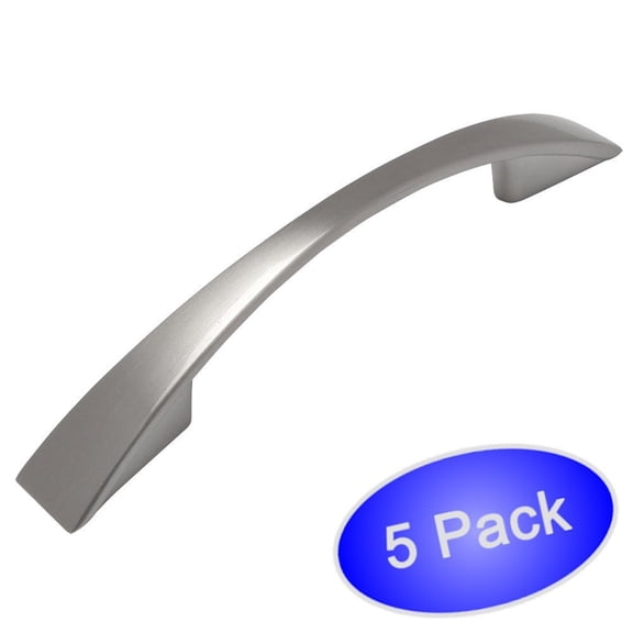 Cosmas 3200-87SN Satin Nickel Modern Cabinet Hardware Arch Handle Pull - 3-7/16" Inch (87mm) Hole Centers - 5 Pack