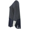 thumbnail image 3 of Plus Size Women's Short Sleeve Striped Chiffon Bottom Fashion Casual T Shirt Top Navy 1X (16.038), 3 of 5