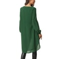 thumbnail image 3 of Unique Bargains Women's Lantern High Low Asymmetrical Irregular Hem Blouse Tops Dark Green M, 3 of 6