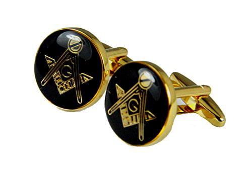 PAIR of Gold Plated Square and Compass Masonic Cufflinks 