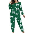 thumbnail image 4 of CHUMUD Womens Plus Size 2 Piece Pajama Sets Long Sleeve Crew Neck Tops and Pants Soft Bow Sleepwear Casual Nightwear Pjs Lounge Set, 4 of 5