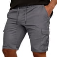 thumbnail image 2 of Trgacdwlo Mens Cargo Shorts High Elastic Waist Lightweight Men's Athletic Shorts Summer Camping Travel Mens Gym Shorts with Pocket Gray L, 2 of 4