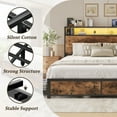 thumbnail image 4 of Fluest Queen Bed Frame with 2-Tier Storage Headboard, USB Port and LED Light, 4 Storage Drawers, Brown, 4 of 7