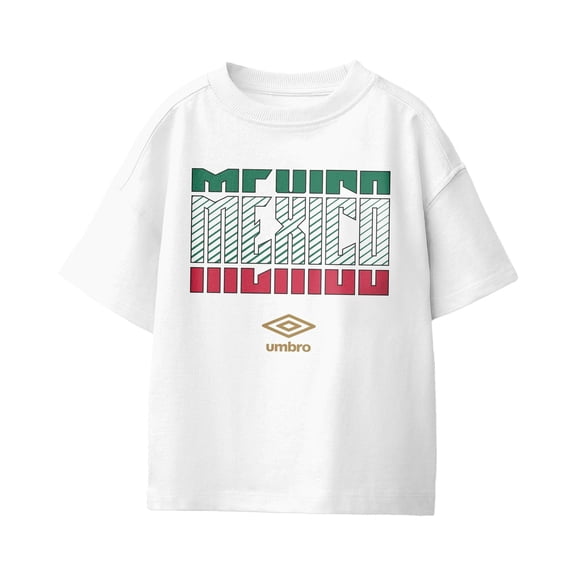 Umbro Kids Mexico Stacked Soccer T Shirt (White, XS-XL)