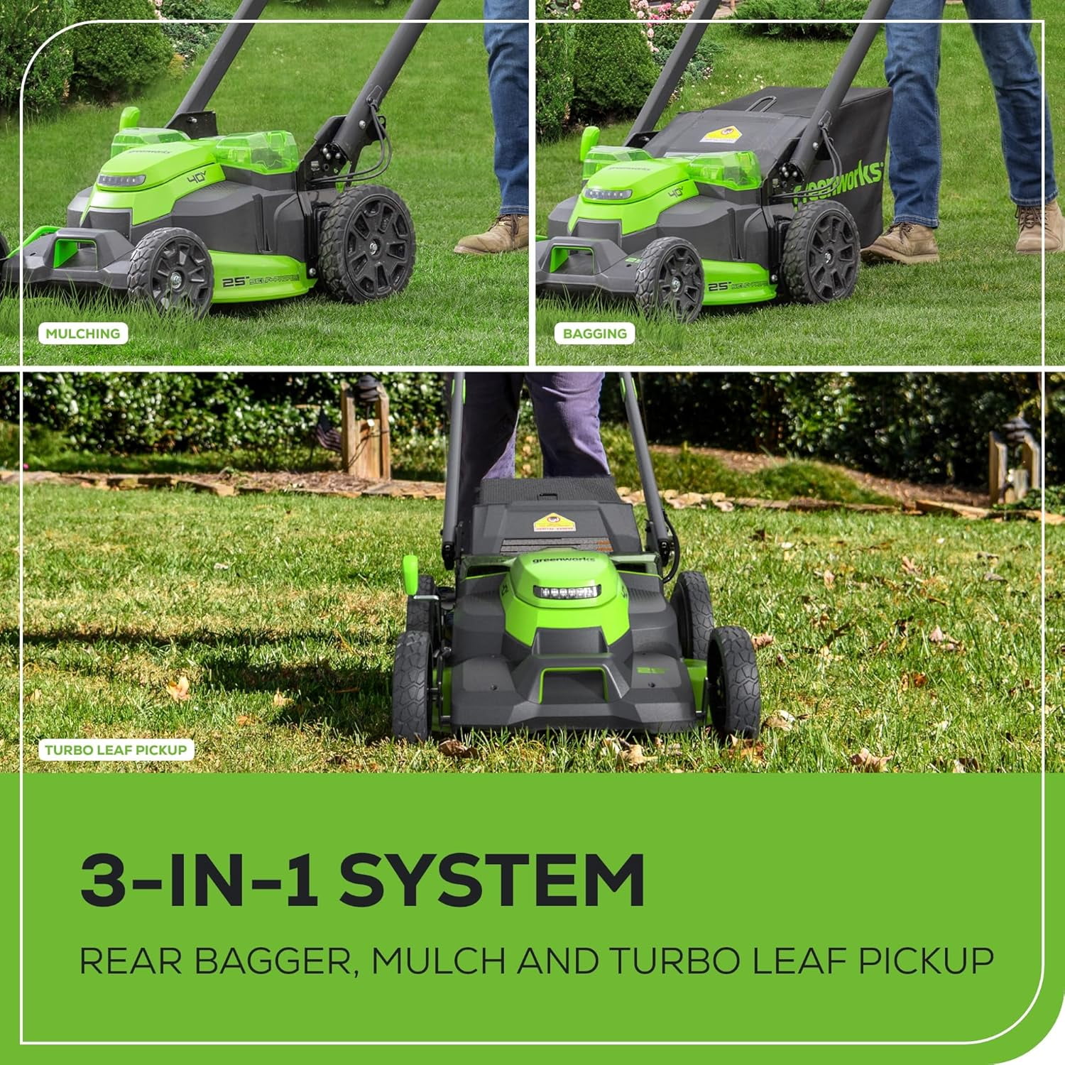 Greenworks 40V 25" Brushless Self-Propelled Mower, (2) 4.0Ah Batteries and Dual Port Charger Included