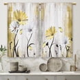 thumbnail image 5 of Rustic Farmhouse Yellow Daisy Kitchen Curtains Watercolor Floral Flower Small Short Cafe Window Curtains Butterfly Country Bathroom Drapes Treatment Tier Curtains 2 Panels (27.5x36 Inch), 5 of 6