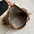 thumbnail image 3 of Yucurem Women Pu Studded Tassel Shoulder Bag Fringe Hobo Bag For Outdoor Travel (Brown) Fashion shoulder bag (Brown), 3 of 9