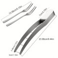thumbnail image 3 of 3pcs, Watermelon Slicer, Creative Watermelon Cutter, Stainless Steel Watermelon Divider, Reusable Watermelon Slicer With 2 Forks, Fruit Divider, Kitchen Gadgets, Kitchen Supplies, Kitchen Stuff, 3 of 4