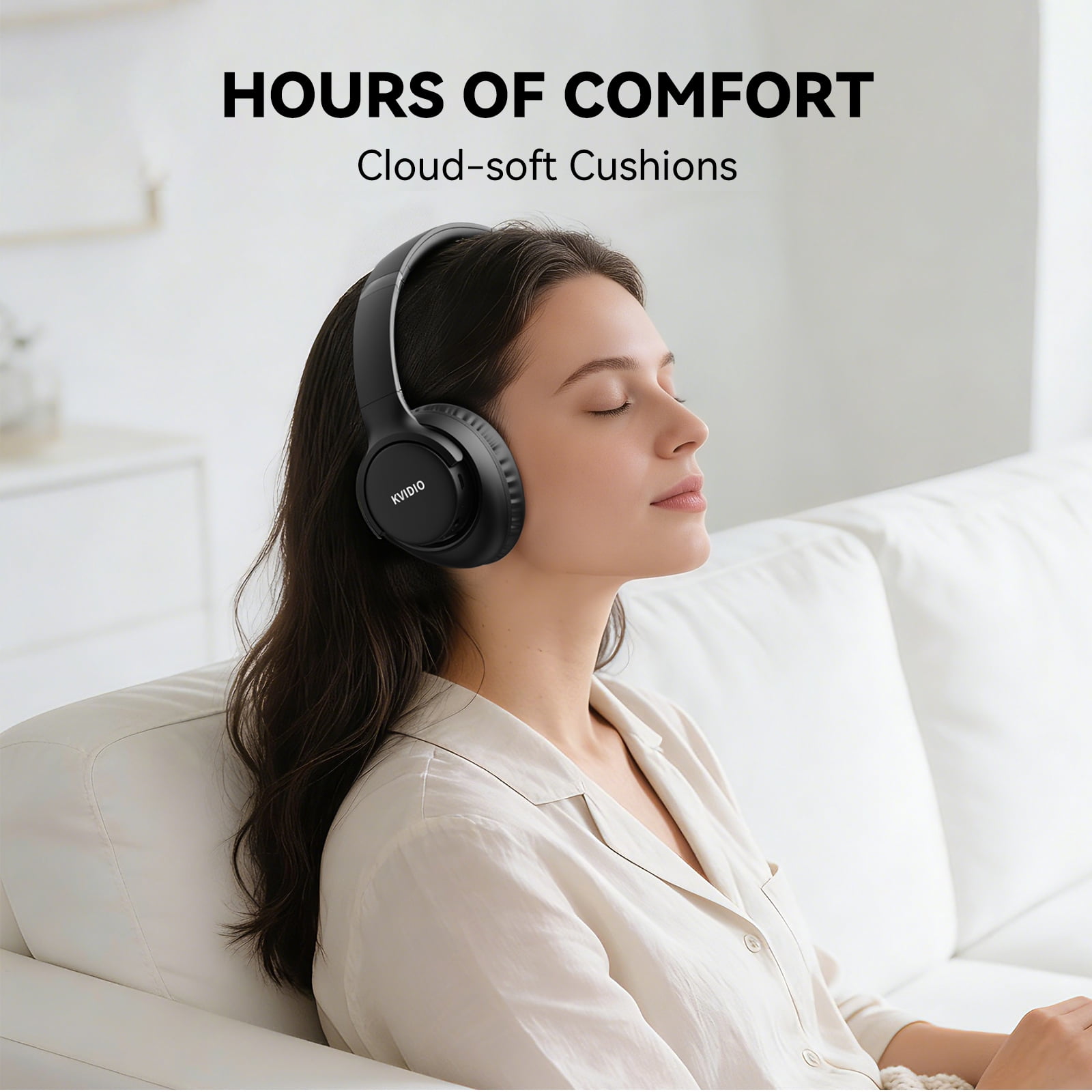 KVIDIO Bluetooth Headphones, Wireless Headphones with Microphone, 65H Running Time, over-Ear Headphones for Computer Laptop Travel Home Office PC (Black) thumbnail 10