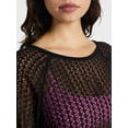 thumbnail image 4 of No Boundaries Crochet Raglan Dress Swim Coverup with Long Sleeves, Women's, 4 of 4
