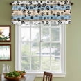 thumbnail image 4 of Blue Beige Paw Print Valances for Windows, Decorative Rod Pocket Window Valance Curtains, Vintage Farmhouse Rustic Wooden Grain Short Curtain Drapes for Kitchen/Living Room, 2 Panels, 42" W x 18" L, 4 of 8