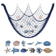 thumbnail image 7 of Fish Net Wall Decor with LED String Lights Nautical Fishing Net Hanging, Beach Themed Decoration for Bedroom Living Room Party, Durable Cloth Net with Warm Glow for Coastal Home Decor, 7 of 7