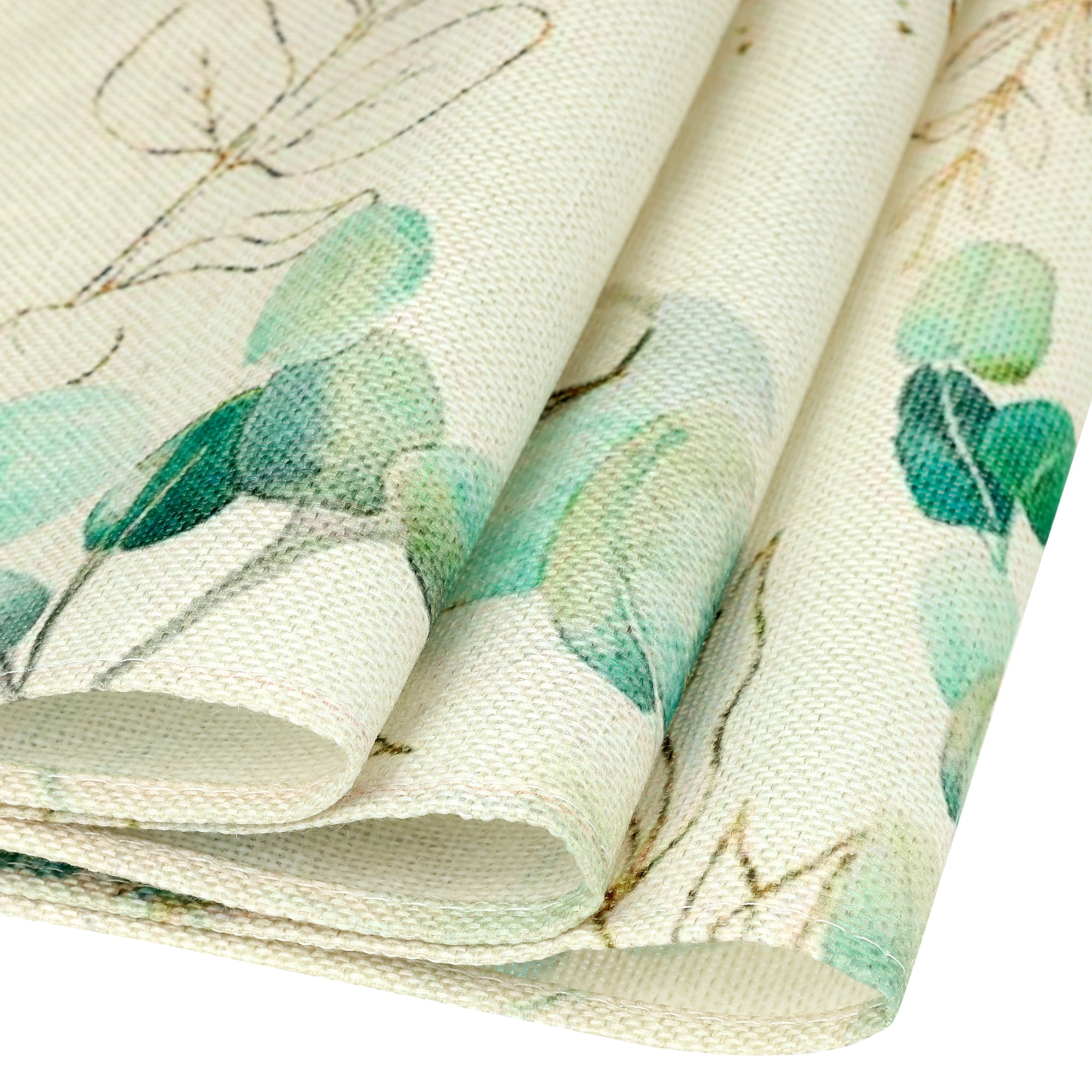 Unique Bargains Floral Printed Linen Printed Table Runner for Daily Decoration Gold Green 13"x71"