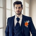 thumbnail image 6 of Cloth 2pcs 2 style Silk Cloth & Plastic Imitation Flower Corsage Boutonniere & Wrist Corsage for Wedding Party Decorations Dark Orange 47x123x145mm 1pc/style, 6 of 6