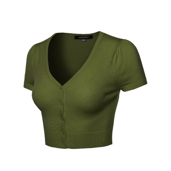 Women's Basic Solid V-Neck Bolero Shrug Cropped Cardigan