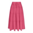 thumbnail image 5 of Wovilon Girls Solid Color Tiered Maxi Skirt with Drawstring Waist, Casual Textured A-Line Long Skirt for Kids and Teens, Versatile Summer Vacation Daily Wear, 5 of 9
