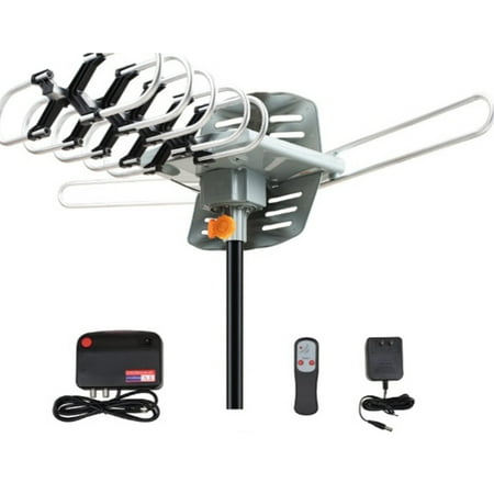 Outdoor Dual Band Antenna - Uninex Indoor Outdoor Power Amplified 360° Rotating 28-36dB Leadzm TA-102G HD TV DTV Antenna, 150 Miles Long Range, Dual Band UHF VHF