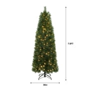 7.5' Pre-Lit Eastern Lakeside Slim Pine Green Artificial Christmas Tree with 400 Warm White LED Lights and Stand, by Holiday Time