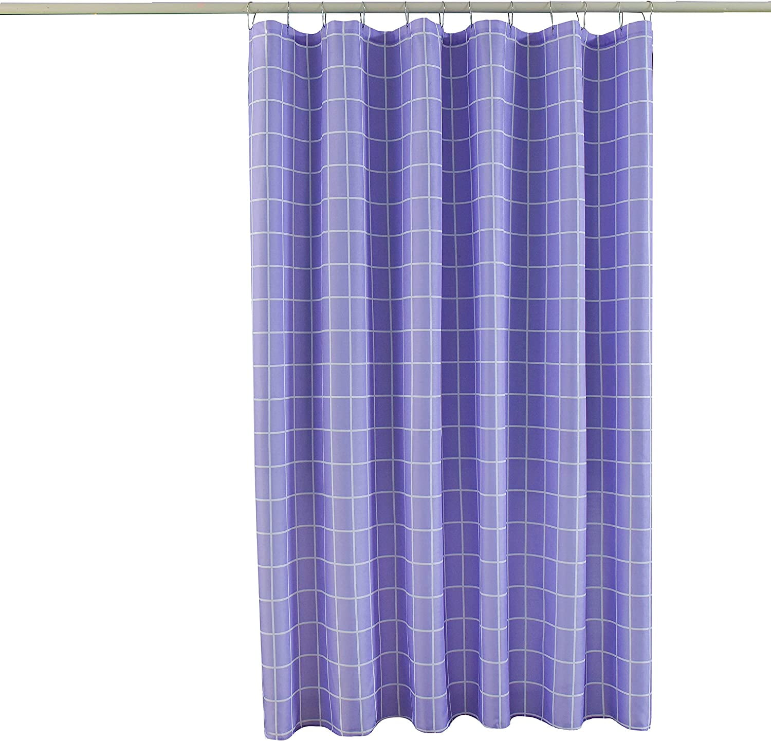 Extra Long Textured Fabric Shower Curtain 72 Inches Width by 84 Inches Length, Lavender Checkered Printed Bathroom Curtains Machine Washable